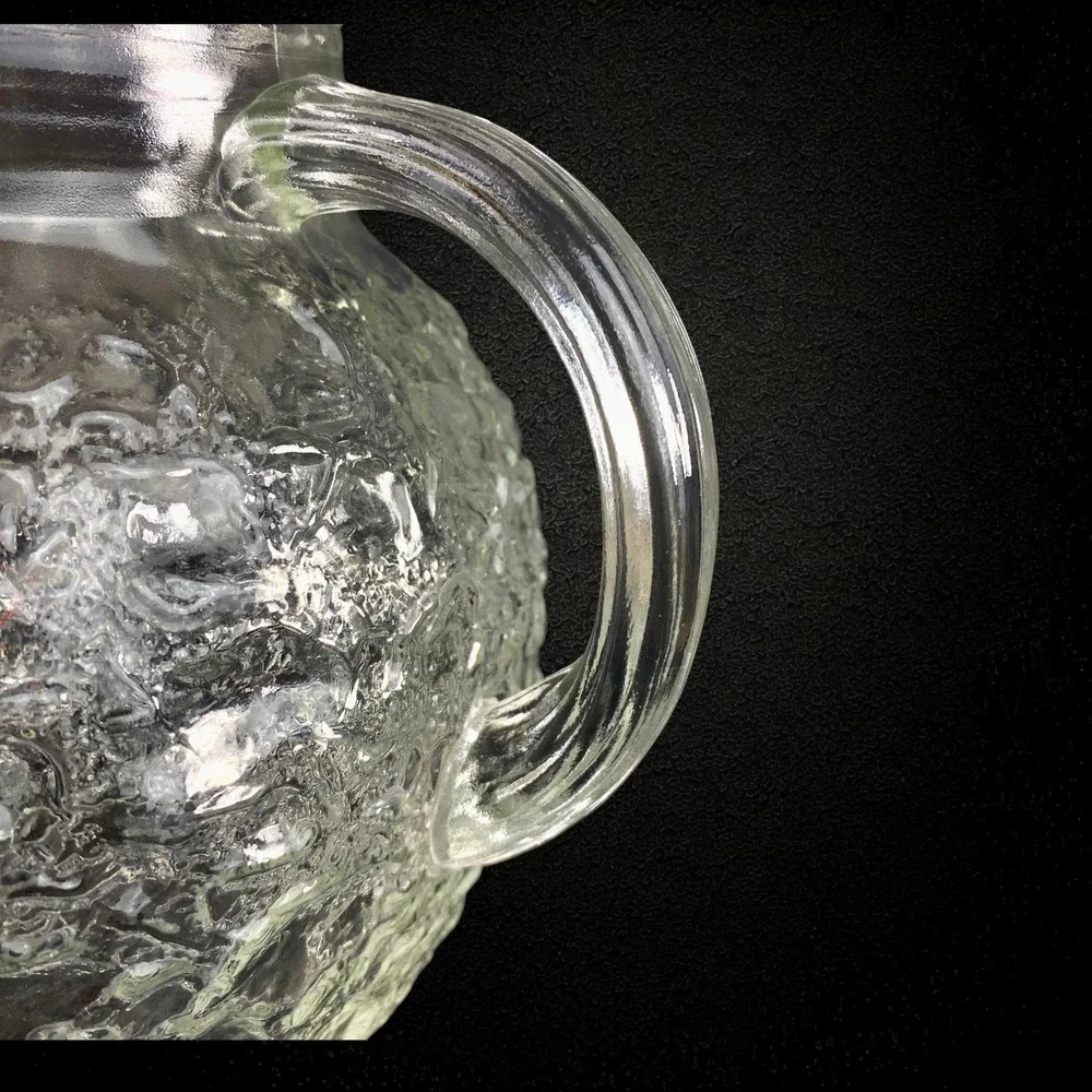 Anchor Hocking Milano Clear‎ Glass Pitcher 1960s Crinkle Textured